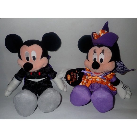 Hallmark Other - Hallmark Halloween Disney Count Mickey And Witch Minnie Plush 13" New
